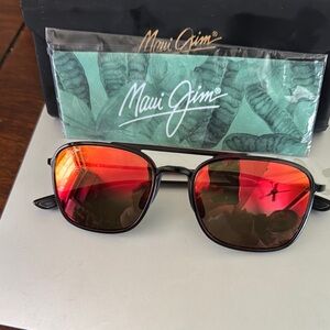 Maui Jim Men's Black Sunglasses with Red Lenses
